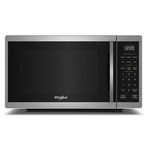 Stainless steel and black microwave