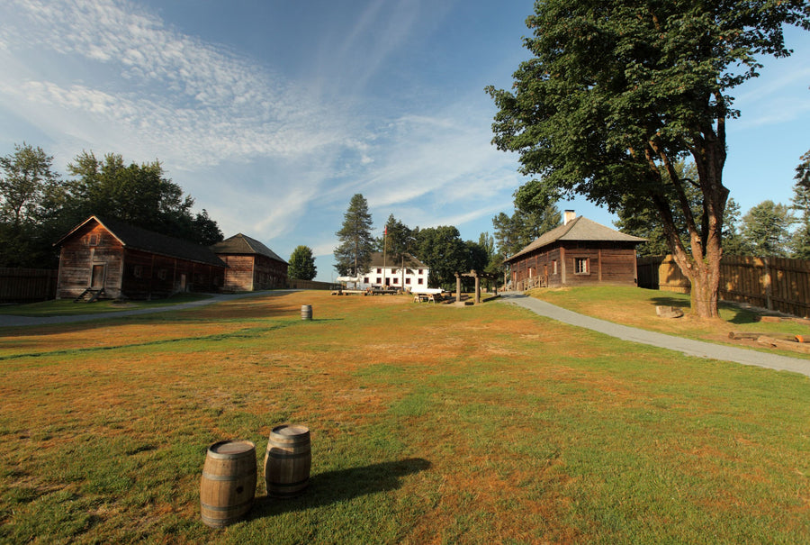 Historic buildings at Fort Langley National Historic Site in Langley, British Columbia