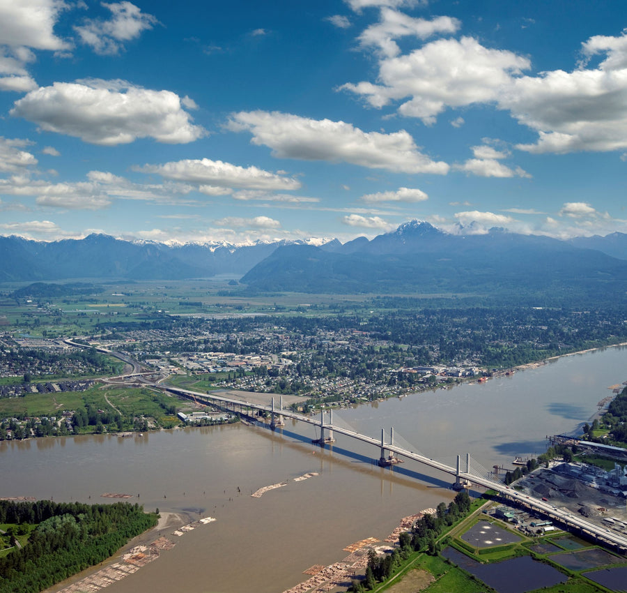 Golden Ears Bridge over the Fraser River near Maple Ridge and Pitt Meadows, British Columbia